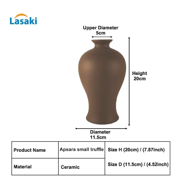 Apsara_Small_Truffle_Ceramic_Flower_Vase_For_Living_Room,_Bedroom,_Dining_Table,_Home_Decoration,_Artificial_Flowers_(D_-_11.5_X_H_-_20_Cm)