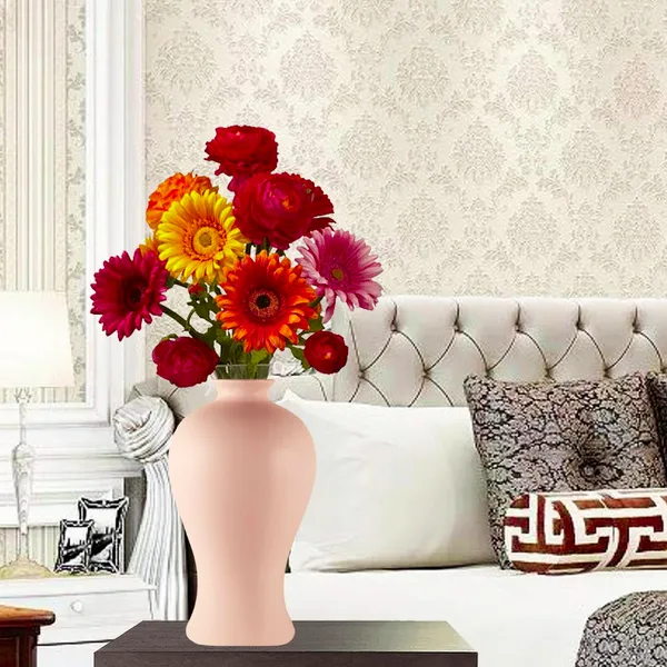 Apsara_Small_Pink_Ceramic_Flower_Vase_For_Living_Room,_Bedroom,_Dining_Table,_Home_Decoration,_Artificial_Flowers_(D_-_11.5_X_H_-_20_Cm)