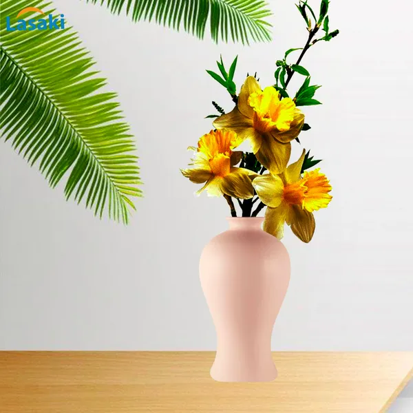 Apsara_Small_Pink_Ceramic_Flower_Vase_For_Living_Room,_Bedroom,_Dining_Table,_Home_Decoration,_Artificial_Flowers_(D_-_11.5_X_H_-_20_Cm)