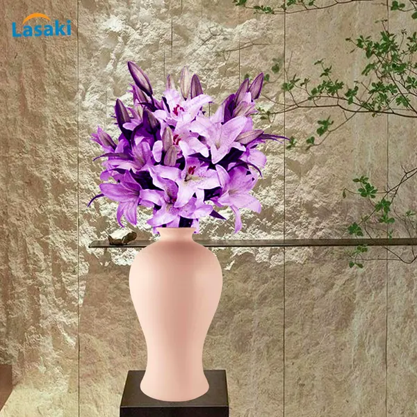 Apsara_Small_Pink_Ceramic_Flower_Vase_For_Living_Room,_Bedroom,_Dining_Table,_Home_Decoration,_Artificial_Flowers_(D_-_11.5_X_H_-_20_Cm)