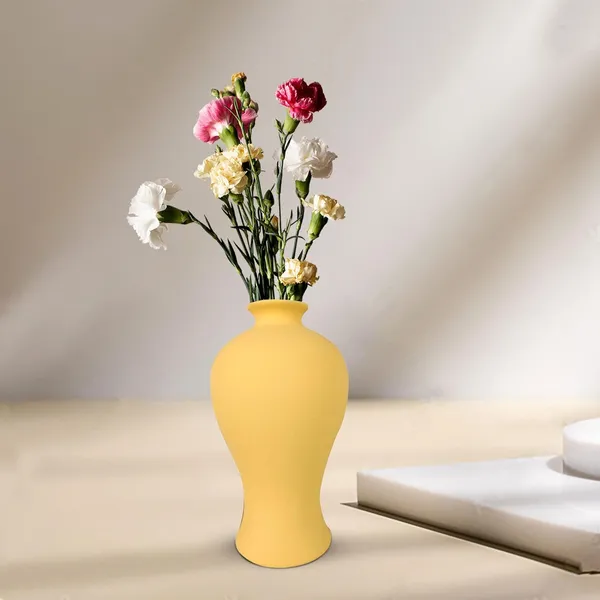 Apsara_Small_Saffron_Ceramic_Flower_Vase_For_Living_Room,_Bedroom,_Dining_Table,_Home_Decoration,_Artificial_Flowers_(D_-_11.5_X_H_-_20_Cm)