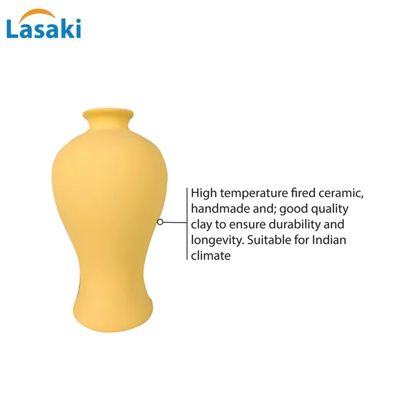 Apsara_Small_Saffron_Ceramic_Flower_Vase_For_Living_Room,_Bedroom,_Dining_Table,_Home_Decoration,_Artificial_Flowers_(D_-_11.5_X_H_-_20_Cm)
