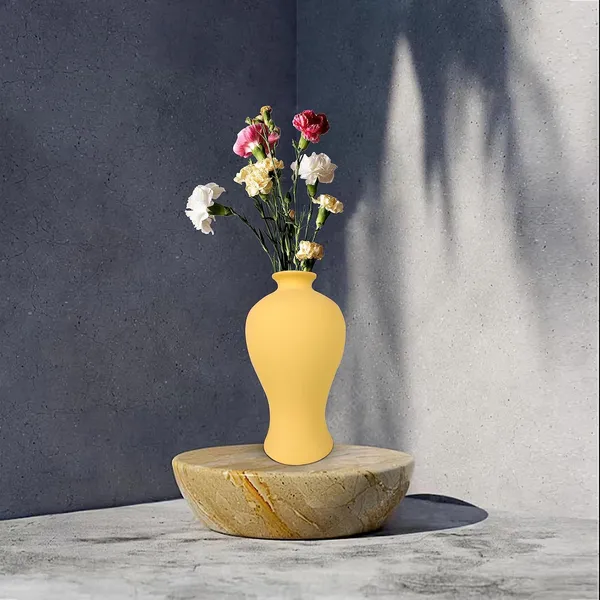 Apsara_Small_Saffron_Ceramic_Flower_Vase_For_Living_Room,_Bedroom,_Dining_Table,_Home_Decoration,_Artificial_Flowers_(D_-_11.5_X_H_-_20_Cm)