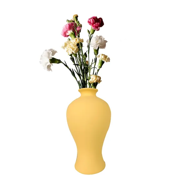 Apsara_Small_Saffron_Ceramic_Flower_Vase_For_Living_Room,_Bedroom,_Dining_Table,_Home_Decoration,_Artificial_Flowers_(D_-_11.5_X_H_-_20_Cm)