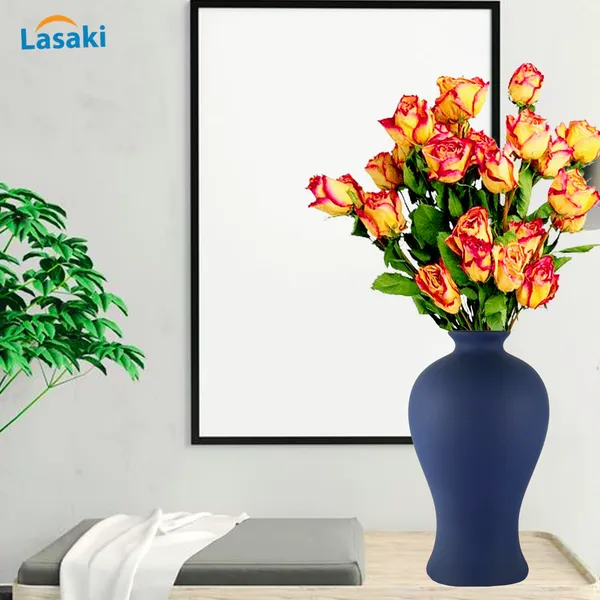 Apsara_Small_Blue_Ceramic_Flower_Vase_For_Living_Room,_Bedroom,_Dining_Table,_Home_Decoration,_Artificial_Flowers_(D_-_11.5_X_H_-_20_Cm)