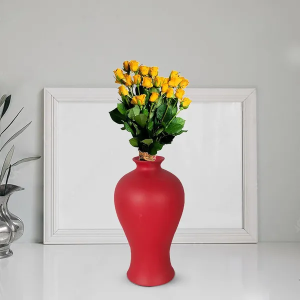 Apsara_Small_Red_Ceramic_Flower_Vase_For_Living_Room,_Bedroom,_Dining_Table,_Home_Decoration,_Artificial_Flowers_(D_-_11.5_X_H_-_20_Cm)