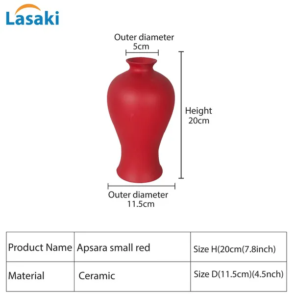 Apsara_Small_Red_Ceramic_Flower_Vase_For_Living_Room,_Bedroom,_Dining_Table,_Home_Decoration,_Artificial_Flowers_(D_-_11.5_X_H_-_20_Cm)