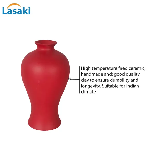 Apsara_Small_Red_Ceramic_Flower_Vase_For_Living_Room,_Bedroom,_Dining_Table,_Home_Decoration,_Artificial_Flowers_(D_-_11.5_X_H_-_20_Cm)