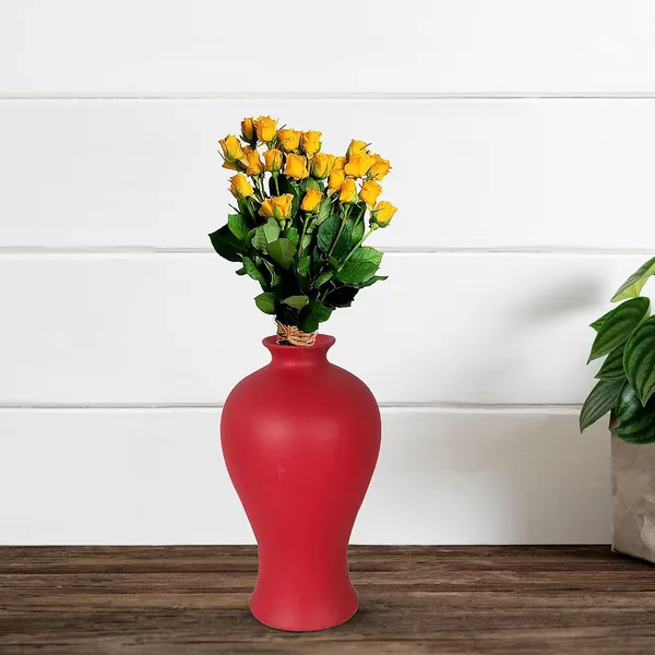 Apsara_Small_Red_Ceramic_Flower_Vase_For_Living_Room,_Bedroom,_Dining_Table,_Home_Decoration,_Artificial_Flowers_(D_-_11.5_X_H_-_20_Cm)