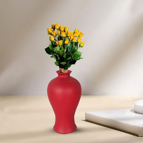 Apsara_Small_Red_Ceramic_Flower_Vase_For_Living_Room,_Bedroom,_Dining_Table,_Home_Decoration,_Artificial_Flowers_(D_-_11.5_X_H_-_20_Cm)