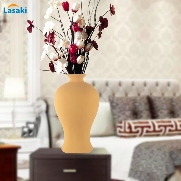 Apsara_Small_Ginger_Ceramic_Flower_Vase_For_Living_Room,_Bedroom,_Dining_Table,_Home_Decoration,_Artificial_Flowers_(D_-_11.5_X_H_-_20_Cm)