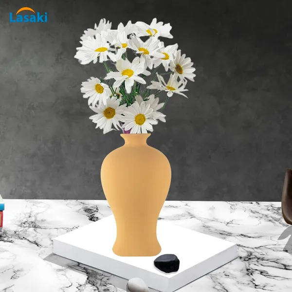 Apsara_Small_Ginger_Ceramic_Flower_Vase_For_Living_Room,_Bedroom,_Dining_Table,_Home_Decoration,_Artificial_Flowers_(D_-_11.5_X_H_-_20_Cm)