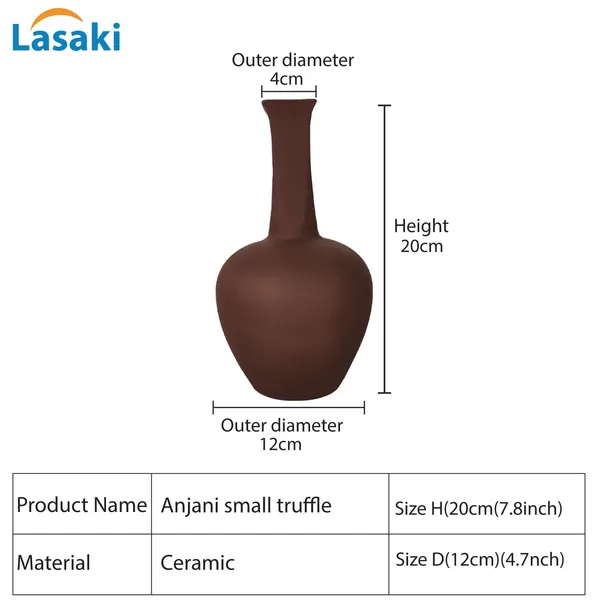 Anjani_Small_Truffle_Ceramic_Flower_Vase_For_Living_Room,_Bedroom,_Dining_Table,_Home_Decoration,_Artificial_Flowers_(D_-_12_X_H_-_20_Cm)