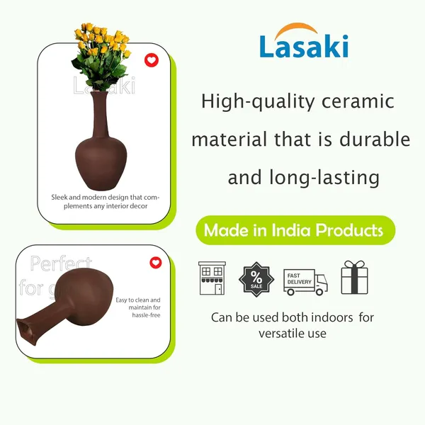 Anjani_Small_Truffle_Ceramic_Flower_Vase_For_Living_Room,_Bedroom,_Dining_Table,_Home_Decoration,_Artificial_Flowers_(D_-_12_X_H_-_20_Cm)