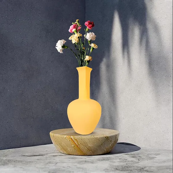 Anjani_Small_Saffron_Ceramic_Flower_Vase_For_Living_Room,_Bedroom,_Dining_Table,_Home_Decoration,_Artificial_Flowers_(D_-_12_X_H_-_20_Cm)