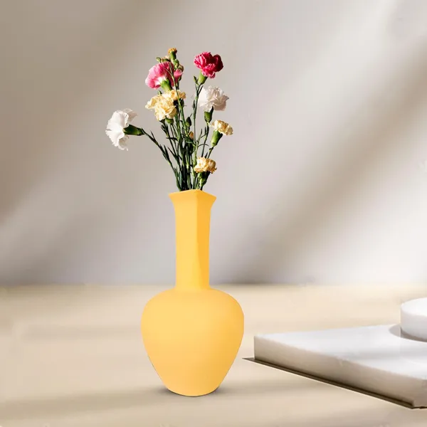 Anjani_Small_Saffron_Ceramic_Flower_Vase_For_Living_Room,_Bedroom,_Dining_Table,_Home_Decoration,_Artificial_Flowers_(D_-_12_X_H_-_20_Cm)