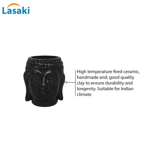 Buddha_3.5_Black_Ceramic_Pots_For_Indoor_Plants,_Planters,_Flower,_Pots,_Gamla,Outdoor,Balcony,Home,Round,Garden,_Office_Decor,Succulent(H_-_9_X_D_-_8.5_Cm)