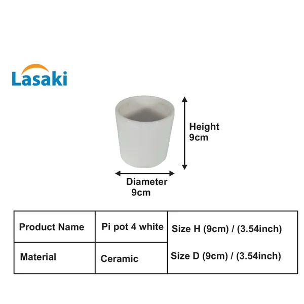 Pi_Pot_4_White_Ceramic_Pots_For_Indoor_Plants,_Planters,_Flower,_Pots,_Gamla,Outdoor,Balcony,Home,Round,Garden,_Office_Decor,Succulent(H_-_9_X_D_-_9_Cm)