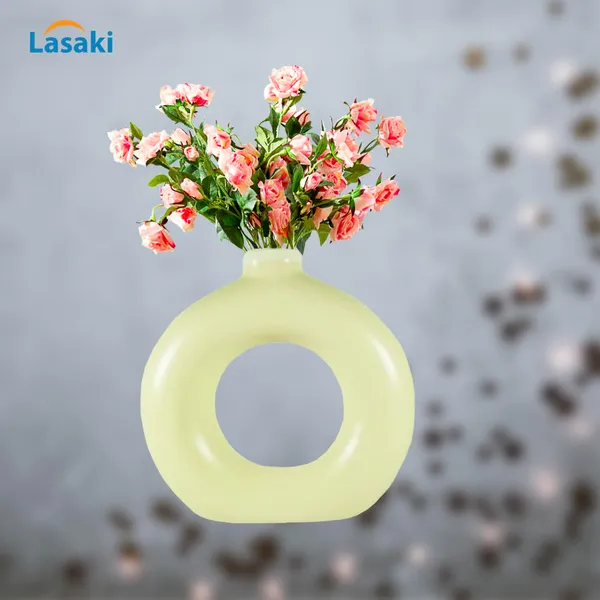 Donut_Vase_5_Inch_Cream_Ceramic_Flower_Vase_For_Living_Room,_Bedroom,_Dining_Table,_Home_Decoration,_Artificial_Flowers_(L_-_13_X_W_-_3.5_X_H_-_13_Cm)