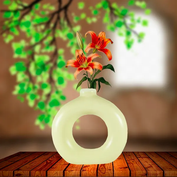 Donut_Vase_6_Inch_Cream_Ceramic_Flower_Vase_For_Living_Room,_Bedroom,_Dining_Table,_Home_Decoration,_Artificial_Flowers_(L_-_14.5_X_W_-_4.5_X_H_-_15_Cm)