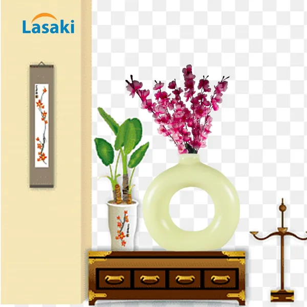 Donut_Vase_8_Inch_Cream_Ceramic_Flower_Vase_For_Living_Room,_Bedroom,_Dining_Table,_Home_Decoration,_Artificial_Flowers_(L_-_21_X_W_-_6_X_H_-_20_Cm)