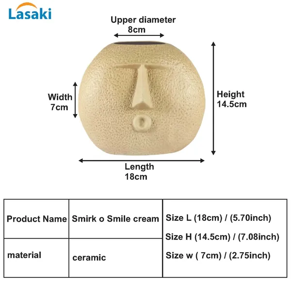 Smirk_O_Smile_Cream_Ceramic_Flower_Vase_For_Living_Room,_Bedroom,_Dining_Table,_Home_Decoration,_Artificial_Flowers_(L_-_18_X_W_-_7_X_H_-_14.5_Cm)
