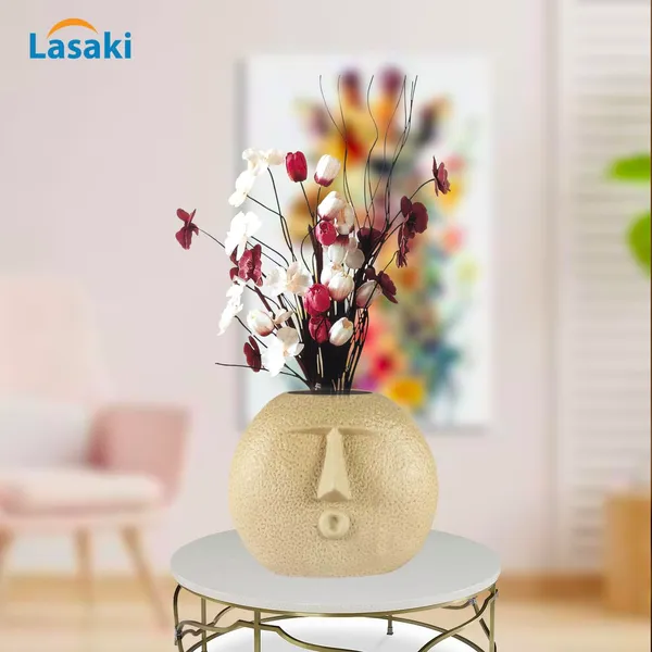 Smirk_O_Smile_Cream_Ceramic_Flower_Vase_For_Living_Room,_Bedroom,_Dining_Table,_Home_Decoration,_Artificial_Flowers_(L_-_18_X_W_-_7_X_H_-_14.5_Cm)