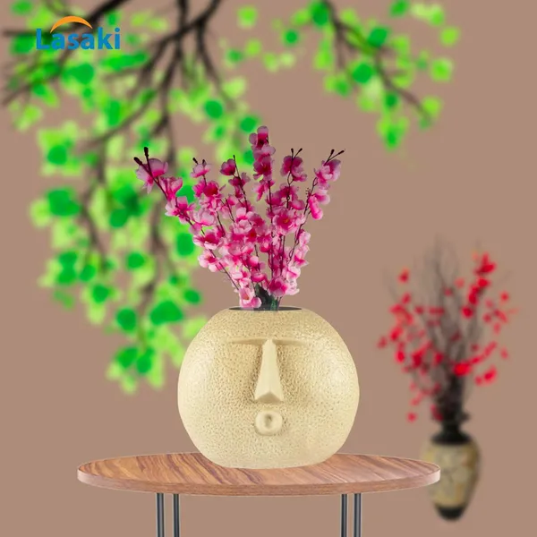 Smirk_O_Smile_Cream_Ceramic_Flower_Vase_For_Living_Room,_Bedroom,_Dining_Table,_Home_Decoration,_Artificial_Flowers_(L_-_18_X_W_-_7_X_H_-_14.5_Cm)