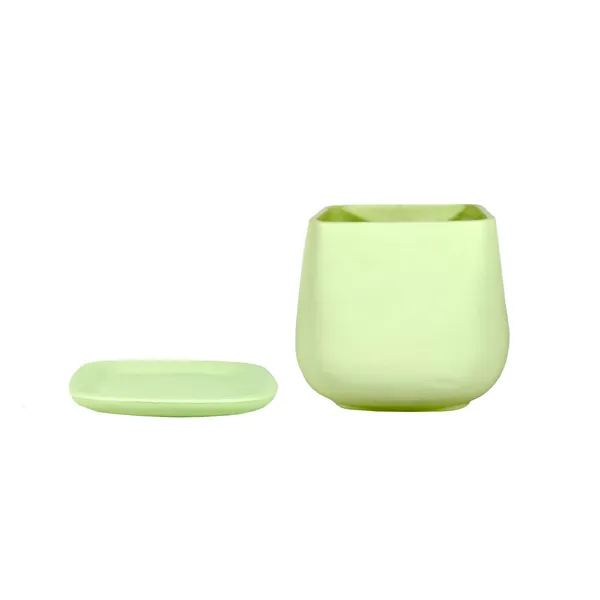 Pearl_Medium_Mint_With_Plate_Ceramic_Pots_For_Indoor_Plants,Planters,Gamla,Outdoor,Balcony,Home,Square,Garden,Office_Decor,Succulent(L-15_X_W-15_X_H-13.5_Cm)