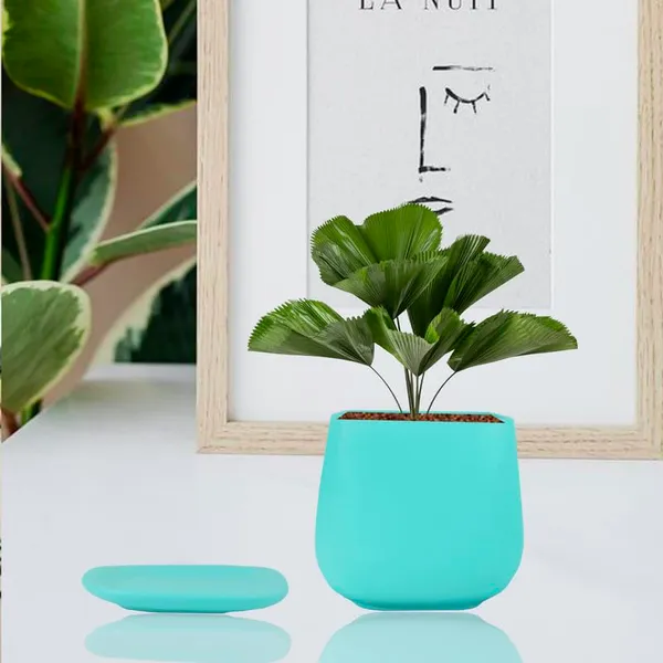 Pearl_Medium_Aqua_With_Plate_Ceramic_Pots_For_Indoor_Plants,Planters,Gamla,Outdoor,Balcony,Home,Square,Garden,Office_Decor,Succulent(L-15_X_W-15_X_H-13.5_Cm)