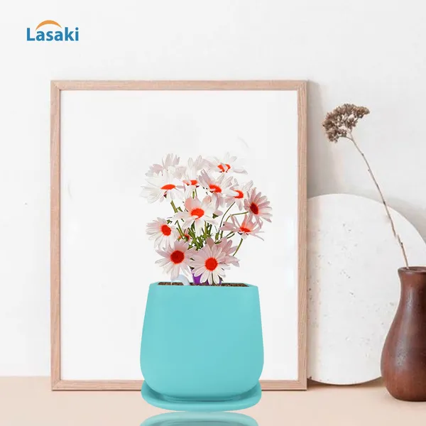 Pearl_Medium_Aqua_With_Plate_Ceramic_Pots_For_Indoor_Plants,Planters,Gamla,Outdoor,Balcony,Home,Square,Garden,Office_Decor,Succulent(L-15_X_W-15_X_H-13.5_Cm)