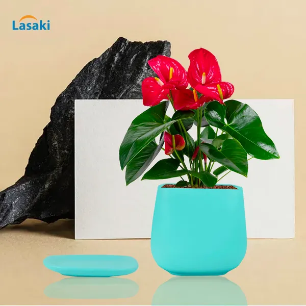 Pearl_Medium_Aqua_With_Plate_Ceramic_Pots_For_Indoor_Plants,Planters,Gamla,Outdoor,Balcony,Home,Square,Garden,Office_Decor,Succulent(L-15_X_W-15_X_H-13.5_Cm)