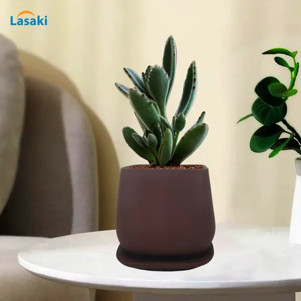 Pearl_Medium_Truffle_With_Plate_Ceramic_Pots_For_Indoor_Plants,Planters,Gamla,Outdoor,Balcony,Home,Square,Garden,Office_Decor,Succulent(L-15_X_W-15_X_H-13.5_Cm)