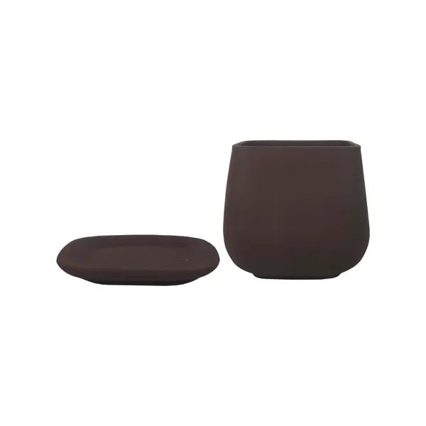 Pearl_Medium_Truffle_With_Plate_Ceramic_Pots_For_Indoor_Plants,Planters,Gamla,Outdoor,Balcony,Home,Square,Garden,Office_Decor,Succulent(L-15_X_W-15_X_H-13.5_Cm)