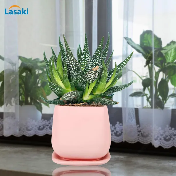 Pearl_Medium_Pink_With_Plate_Ceramic_Pots_For_Indoor_Plants,Planters,Gamla,Outdoor,Balcony,Home,Square,Garden,Office_Decor,Succulent(L-15_X_W-15_X_H-13.5_Cm)