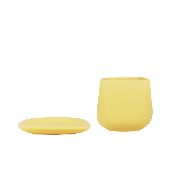 Pearl_Medium_Saffron_With_Plate_Ceramic_Pots_For_Indoor_Plants,Planters,Gamla,Outdoor,Balcony,Home,Square,Garden,Office_Decor,Succulent(L-15_X_W-15_X_H-13.5_Cm)