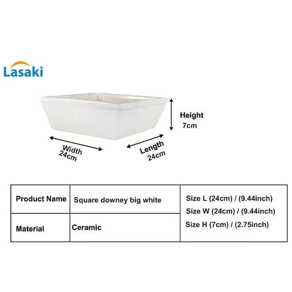 Square_Downey_Big_White_Ceramic_Pots_For_Indoor_Plants,Planters,Gamla,Outdoor,Balcony,Home,Square,Garden,Office_Decor,Succulent(L-24_X_W-24_X_H-7_Cm)