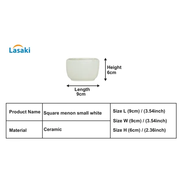 Square_Menon_Small_White_Ceramic_Pots_For_Indoor_Plants,Planters,Gamla,Outdoor,Balcony,Home,Square,Garden,Office_Decor,Succulent(L-9_X_W-9_X_H-6_Cm)