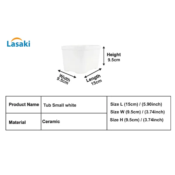 Tub_Small_White_Ceramic_Pots_For_Indoor_Plants,Planters,Gamla,Outdoor,Balcony,Home,Rectangle,Garden,Office_Decor,Succulent(L-15_X_W-9.5_X_H-9.5_Cm)