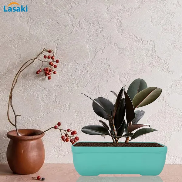 Rectangle_Aqua_Rec003_Ceramic_Pots_For_Indoor_Plants,Bonsai,Planters,Gamla,Outdoor,Balcony,Home,Garden,Office_Decor,Succulent(L_-_20_X_W_-_13_X_H_-_6.5_Cm)