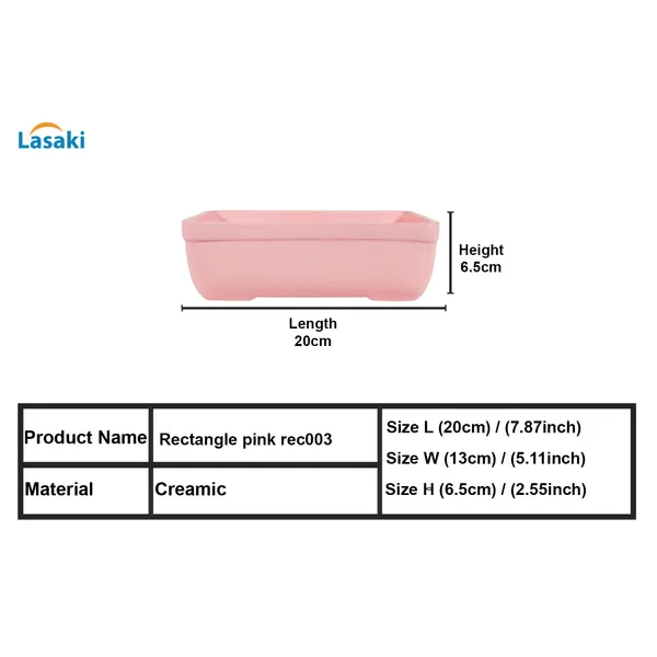 Rectangle_Pink_Rec003_Ceramic_Pots_For_Indoor_Plants,Bonsai,Planters,Gamla,Outdoor,Balcony,Home,Garden,Office_Decor,Succulent(L_-_20_X_W_-_13_X_H_-_6.5_Cm)