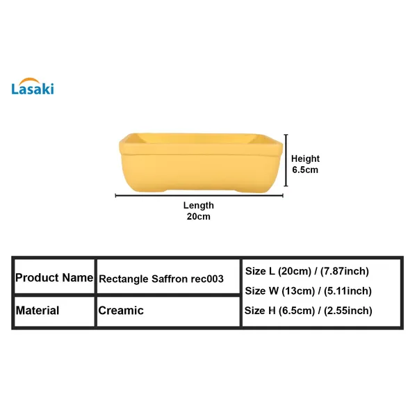 Rectangle_Saffron_Rec003_Ceramic_Pots_For_Indoor_Plants,Bonsai,Planters,Gamla,Outdoor,Balcony,Home,Garden,Office_Decor,Succulent(L_-_20_X_W_-_13_X_H_-_6.5_Cm)