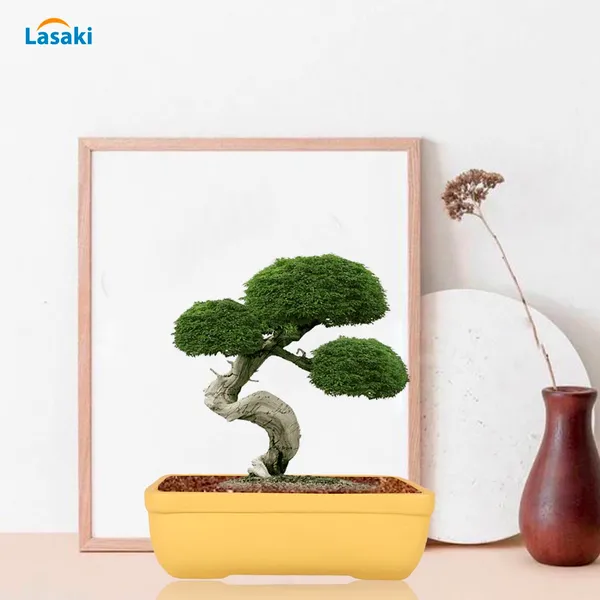 Rectangle_Saffron_Rec003_Ceramic_Pots_For_Indoor_Plants,Bonsai,Planters,Gamla,Outdoor,Balcony,Home,Garden,Office_Decor,Succulent(L_-_20_X_W_-_13_X_H_-_6.5_Cm)