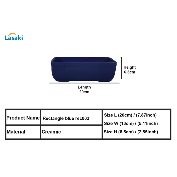 Rectangle_Blue_Rec003_Ceramic_Pots_For_Indoor_Plants,Bonsai,Planters,Gamla,Outdoor,Balcony,Home,Garden,Office_Decor,Succulent(L_-_20_X_W_-_13_X_H_-_6.5_Cm)