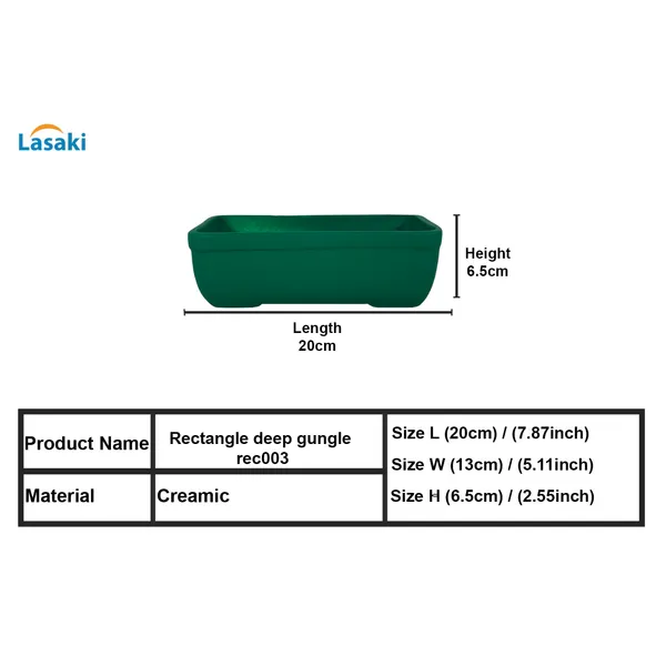 Rectangle_Deep_Jungle_Rec003_Ceramic_Pots_For_Indoor_Plants,Bonsai,Planters,Gamla,Outdoor,Balcony,Home,Garden,Office_Decor,Succulent(L_-_20_X_W_-_13_X_H_-_6.5_Cm)