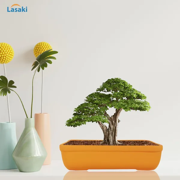 Rectangle_Lily_Rec002_Ceramic_Pots_For_Indoor_Plants,Bonsai,Planters,Gamla,Outdoor,Balcony,Home,Garden,Office_Decor,Succulent(L_-_26_X_W_-_18.5_X_H_-_7_Cm)