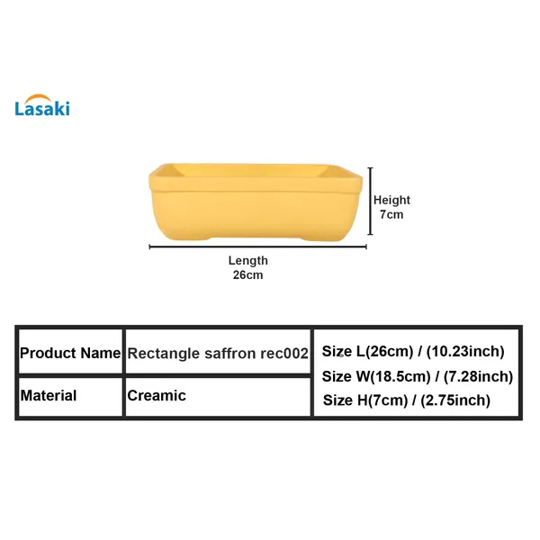 Rectangle_Saffron_Rec002_Ceramic_Pots_For_Indoor_Plants,Bonsai,Planters,Gamla,Outdoor,Balcony,Home,Garden,Office_Decor,Succulent(L_-_26_X_W_-_18.5_X_H_-_7_Cm)