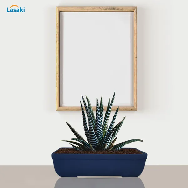 Rectangle_Blue_Rec002_Ceramic_Pots_For_Indoor_Plants,Bonsai,Planters,Gamla,Outdoor,Balcony,Home,Garden,Office_Decor,Succulent(L_-_26_X_W_-_18.5_X_H_-_7_Cm)