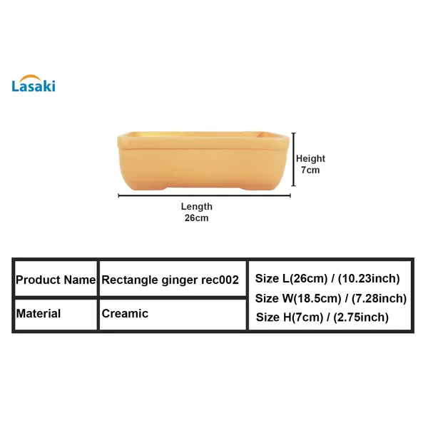Rectangle_Ginger_Rec002_Ceramic_Pots_For_Indoor_Plants,Bonsai,Planters,Gamla,Outdoor,Balcony,Home,Garden,Office_Decor,Succulent(L_-_26_X_W_-_18.5_X_H_-_7_Cm)