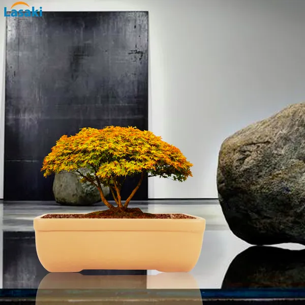 Rectangle_Ginger_Rec002_Ceramic_Pots_For_Indoor_Plants,Bonsai,Planters,Gamla,Outdoor,Balcony,Home,Garden,Office_Decor,Succulent(L_-_26_X_W_-_18.5_X_H_-_7_Cm)